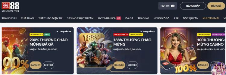M88 tặng tiền thưởng miễn phí